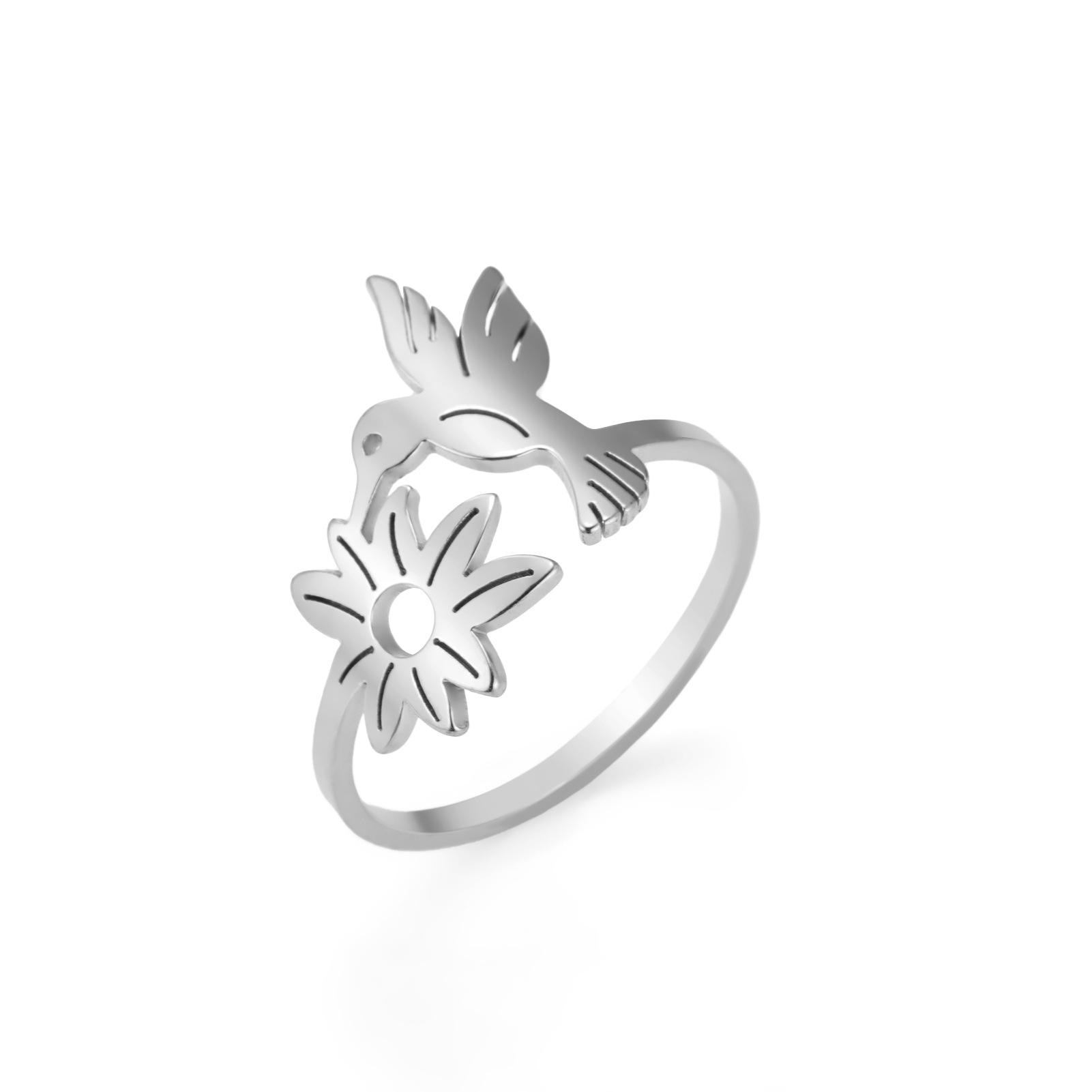 

Sweet Flower Bird Ring Fashion Gold Fade Resistant Jewelry No. 7