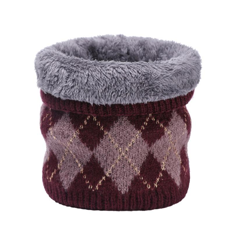 

Outdoor neck protection neck cover knitted wool warm pullover plaid scarf women s winter scarf 25*21*2cm бордовый