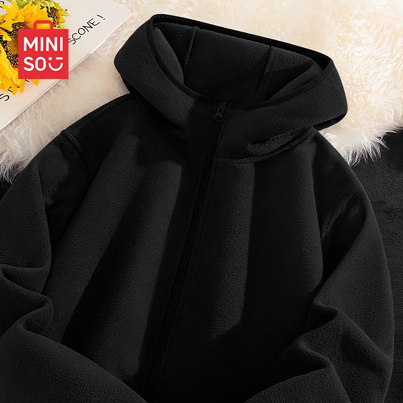 MINISO Herren Kapuzenjacke mit schwerem Fleece-Futter