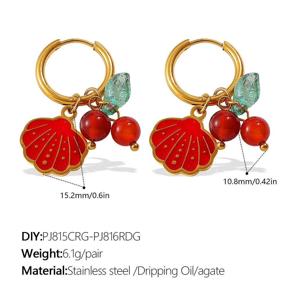 Ocean Wind DIY Dripping Octopus Turtle Pendant Earrings Stainless Steel Gold-plated Cute Earrings