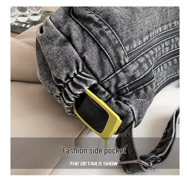 Women's Large Capacity Denim Crossbody Bag - Trendy Retro Shoulder Bag for Casual and Commute
