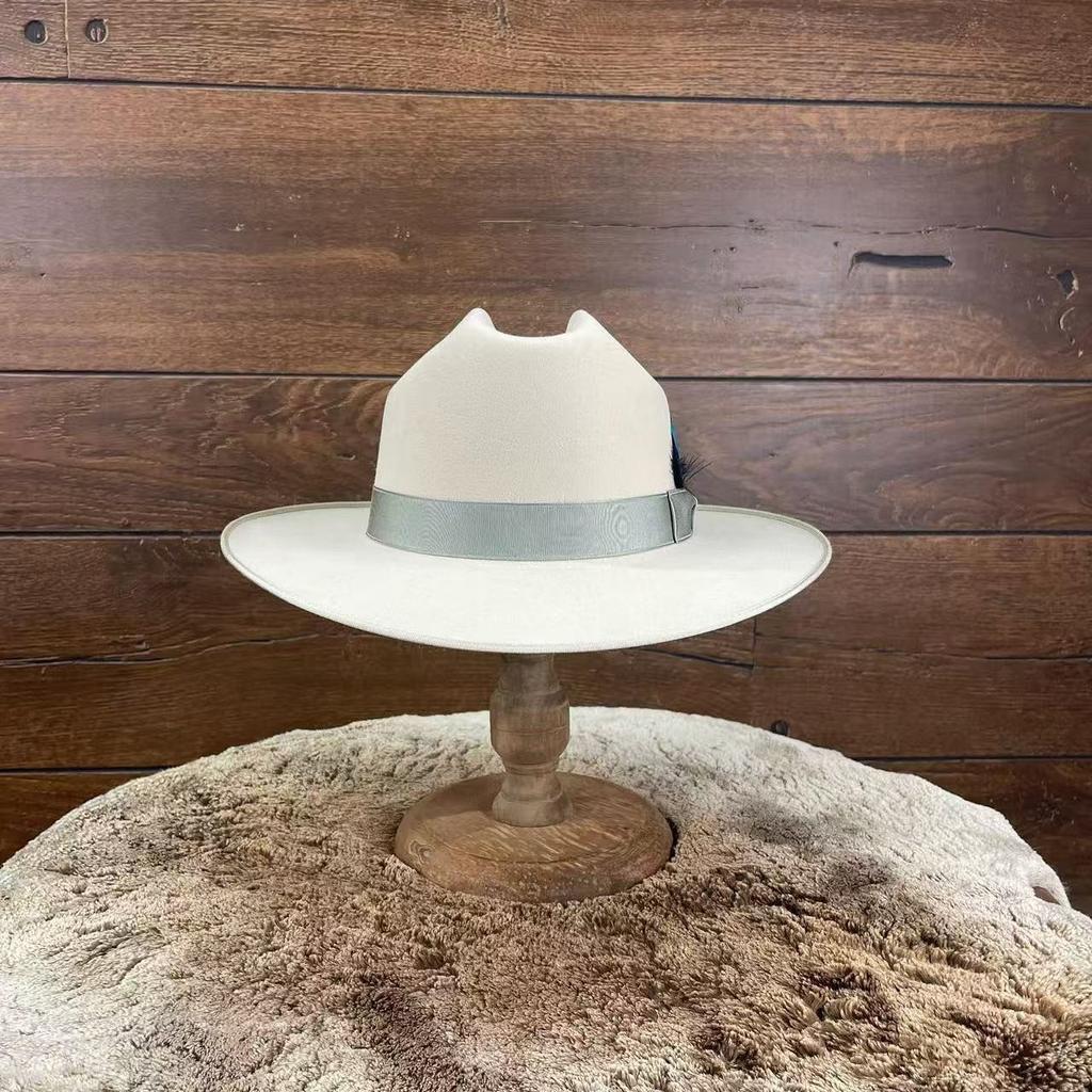 Cowboy Wind Sheep Felt Hat, Solid Color With Decorative Felt Hat