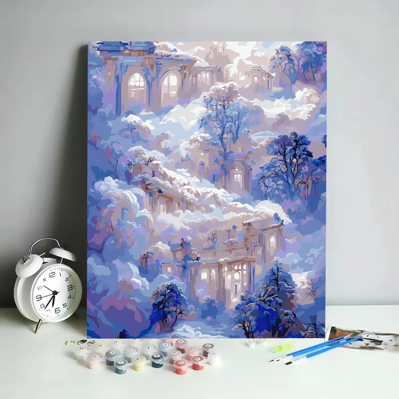 DIY Digital Oil Painting Kit Hand Paint By Numbers Acrylic Landscape Wall Art Birthday Gift