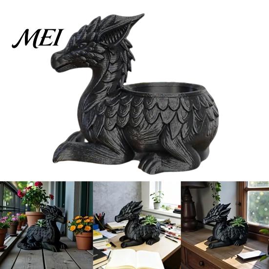 Dekorativer Pflanztopf 3D-gedruckter Drachen-Blumentopf, Mini-Sukkulenten Kräuter Blumen Retro Innen Außen Behälter, Haus Balkon Schreibtisch Dekoration
