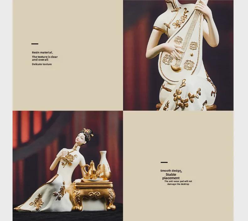 Elegant Retro Chinese Art Decor: Ladies' Ancient Figures for Living Room and Porch