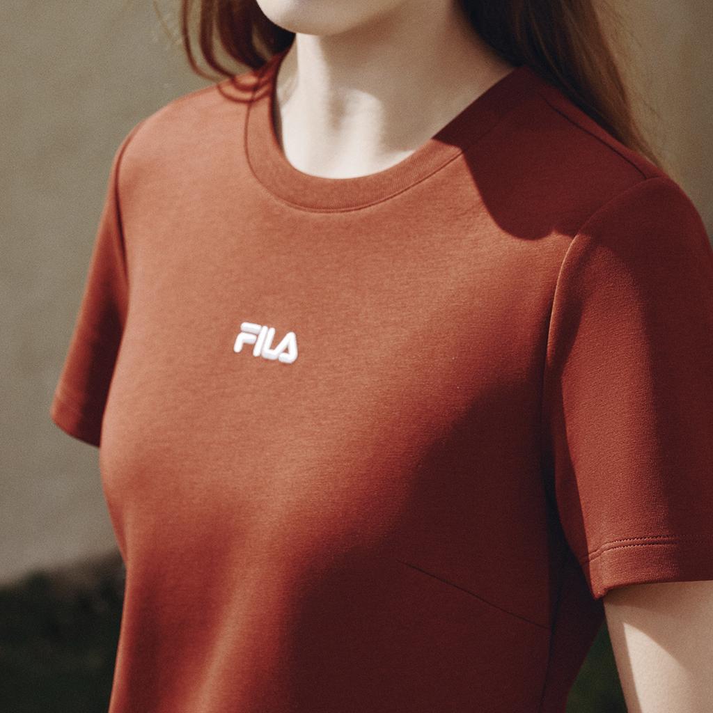 FILA Original Split Goddess Dress III Fashion Simple Classic Retro Elegant Relaxed Casual Versatile Comfortable Short Sleeve Maxi Dress F51W629304FBN