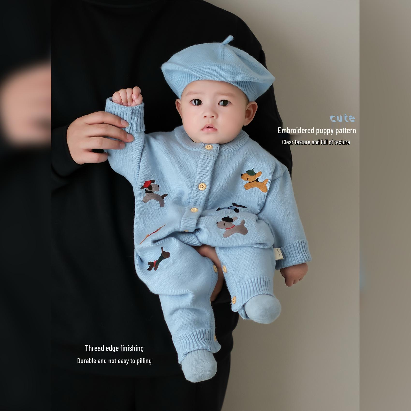 

Осенне-весенний вязаный ромпер для малышей - Наряд для новорожденного и малыша для ползания 73