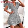 Summer Chic Floral Print V Neck Dress With Ruffle Hem For Casual And Beach Wear