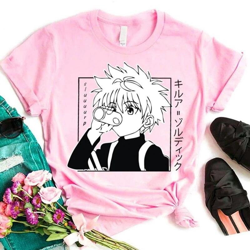 HOT Killua Zoldyck Graphic Print T-shirt Unisex Summer Casual Round Neck Short Sleeve Streetwear Fashion Anime Tee T Shirt
