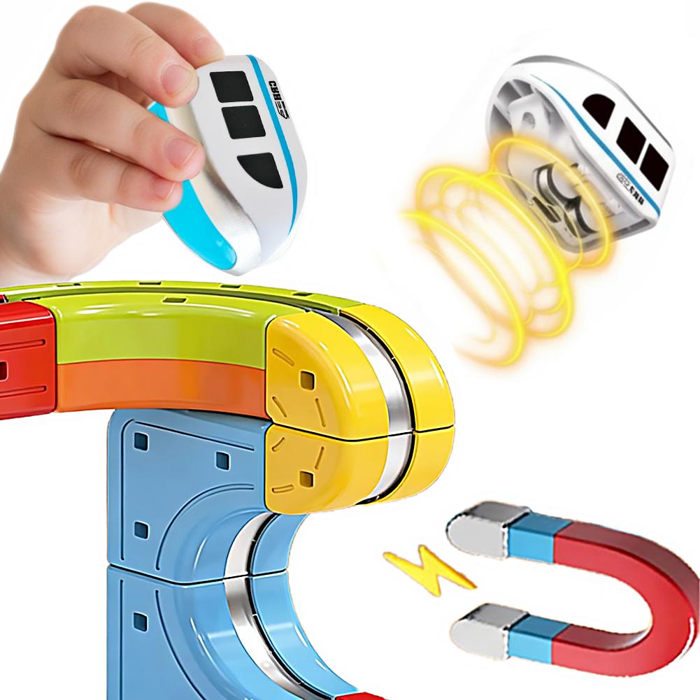 DIY Magnetbahn Zugspielzeug zum Zusammenbauen für Kinder Elektronisches Magisches Schienenauto Konstruktion Kinder Lernspielzeug Weihnachtsgeschenk