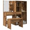 Makeup Table Set with LED Lights Rustic Wood Look Engineered Wood