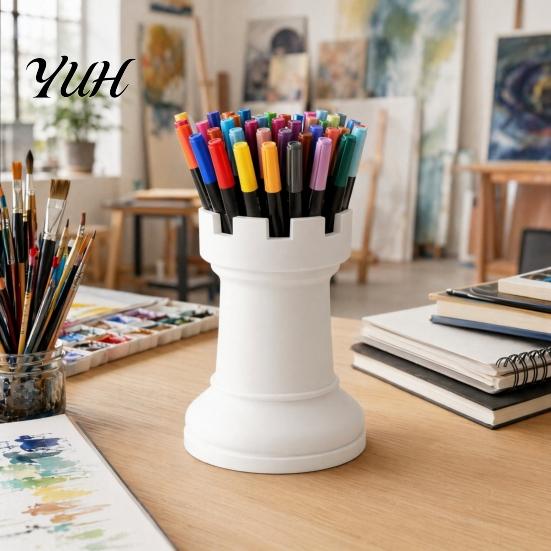 Office Desk Storage Chess Pen Holder, Makeup Brush Organizer, Minimalist Decor, Multifunctional Organizer for Holder Pens Brushes Dried Flowers,