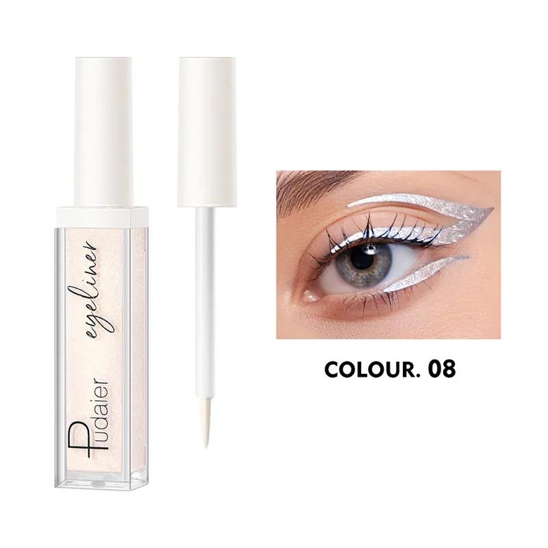 12 Colors Waterproof Metallic Liquid Eyeliner Long-lasting Green Gold Blue Sweatproof Quick-drying Eyeliner Pencil Eyes Makeup