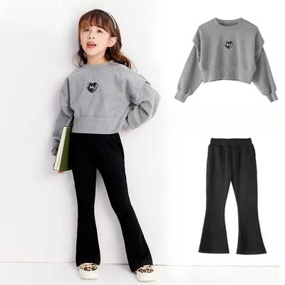 Spring and Autumn Girls' Sweaters, Flared Pants Suits, Children's Loose Two-piece Girls' Clothes