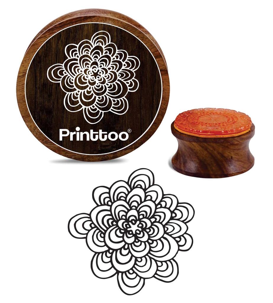 Printtoo Floral Mandala Pattern Scrap-booking Wooden Rubber Stamp Craft Textile-2