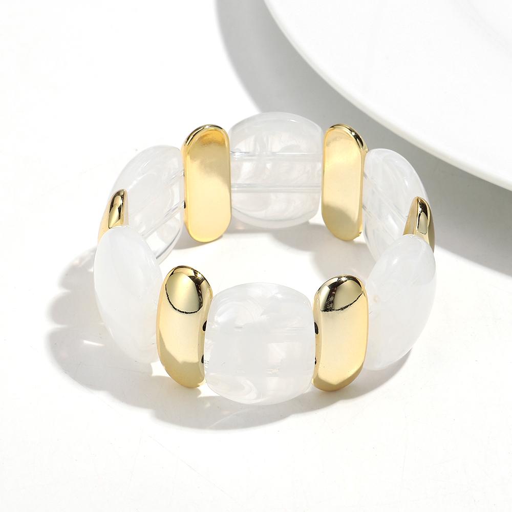 Bohomia Irregular Acrylic Oval Elastic Beaded Strand Bracelets for Women Vintage Leisure Bracelet Fashion Jewelry Gifts