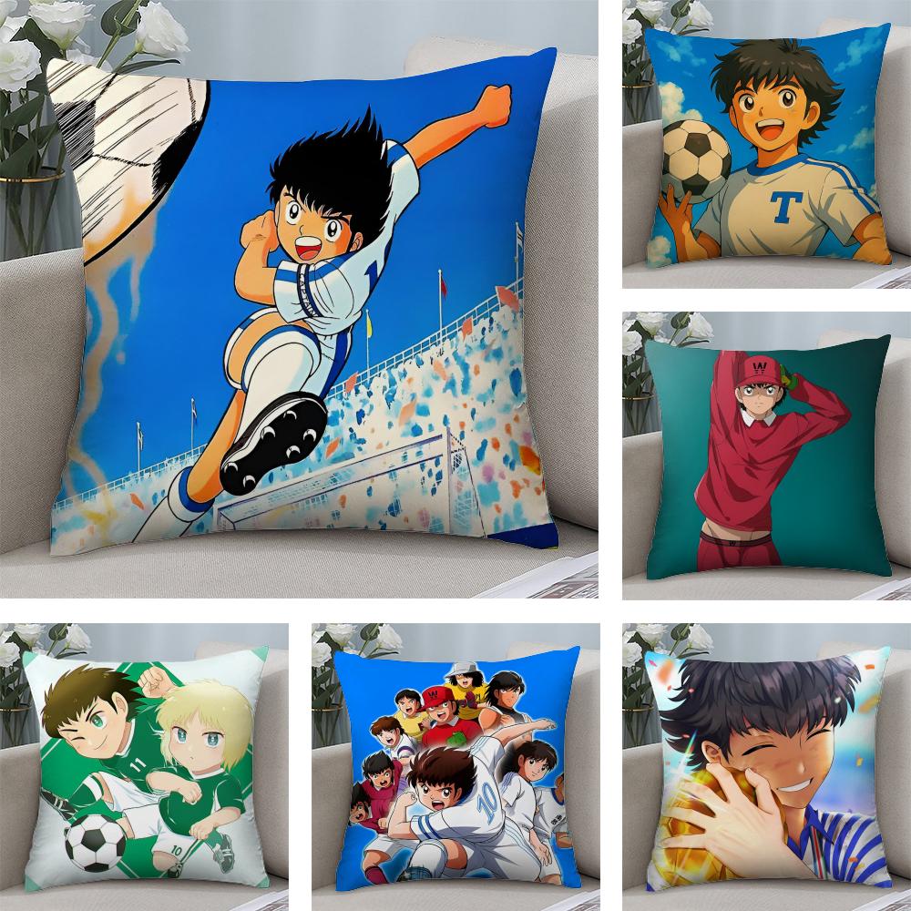 Anime CCaptain Tsubasa Cushion Cover Soft Plush Fabric DoubleSided Printed Sofa Cushion Cover for All Seasons Home Decor Gift