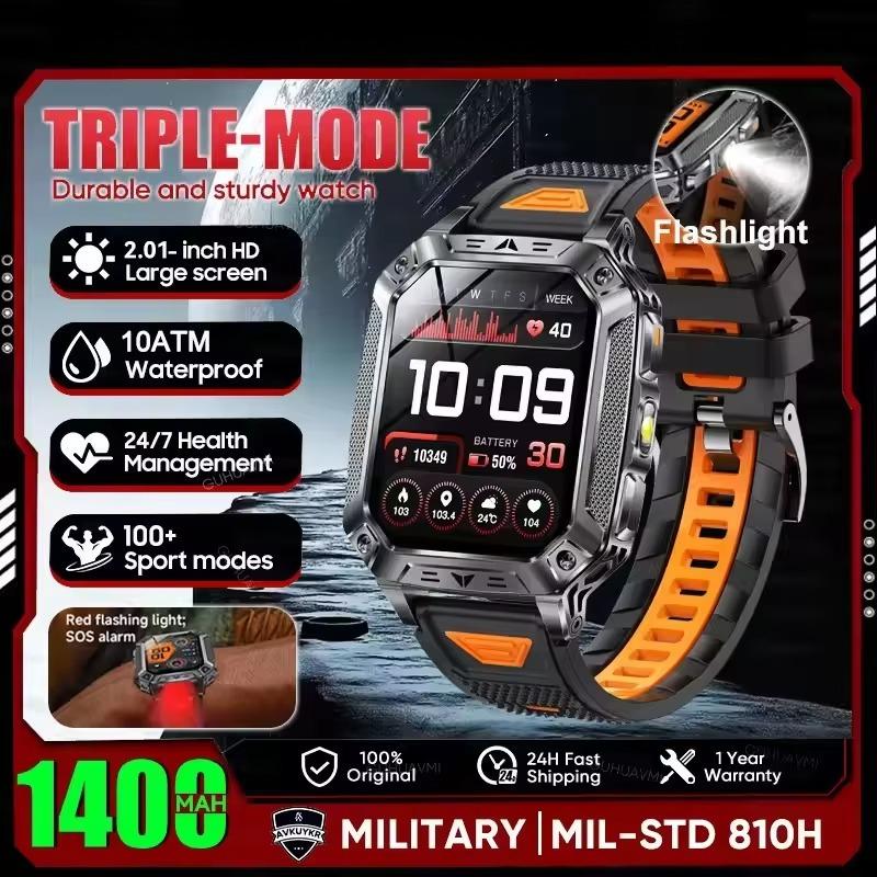 2026 Upgraded Men 1400mAh Battery Capacity GPS Heart Rate Flashlight BT Call 10ATM Waterproof AMOLED HD New Smart Watch Smartwatches