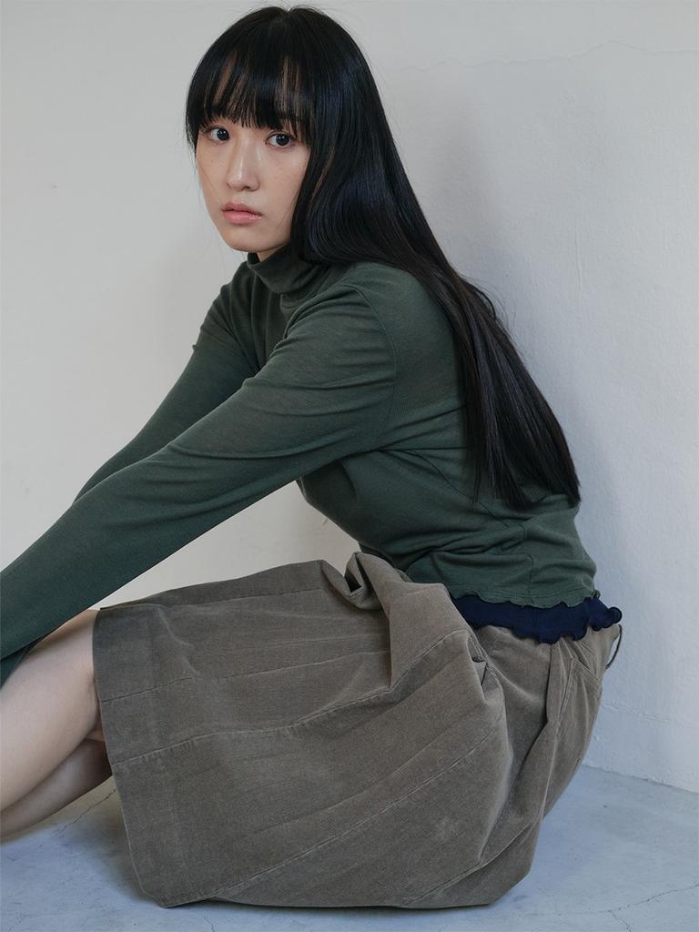 Piiipi Soft Wave Hem Turtleneck (2 Colors) Deep Green