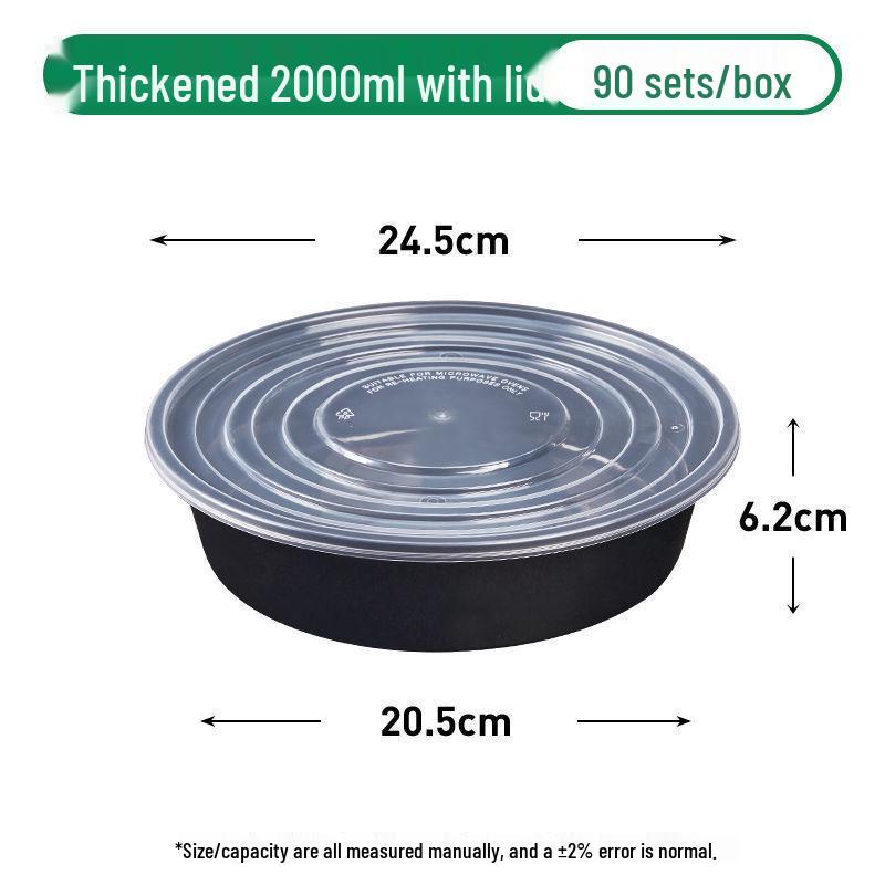 Black Round Disposable Food Containers: Thickened Soup and Fast Food Bowls