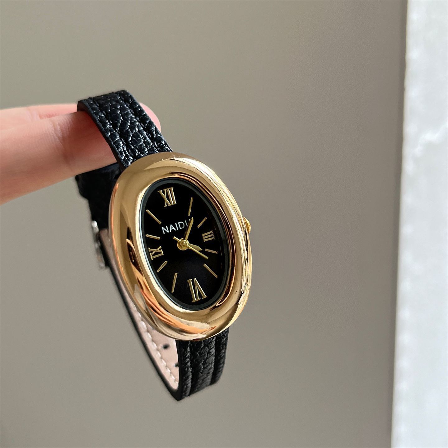 Naidu Bathtub Oval Semi-Roman Watch Female Simple And Versatile Junior High School Student Silent Exam Female Watch free battery