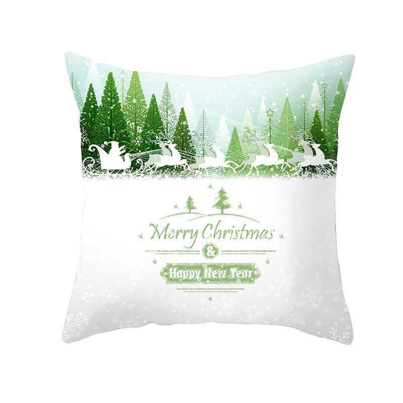 Merry Christmas Snowflake & Pine Branch Throw Pillow Cover, Festive Ornament Printed Cushion Case