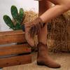 Women's Retro Suede Tassel Ankle Boots, Flat Short Boots, Plus Size Fall Winter Shoes
