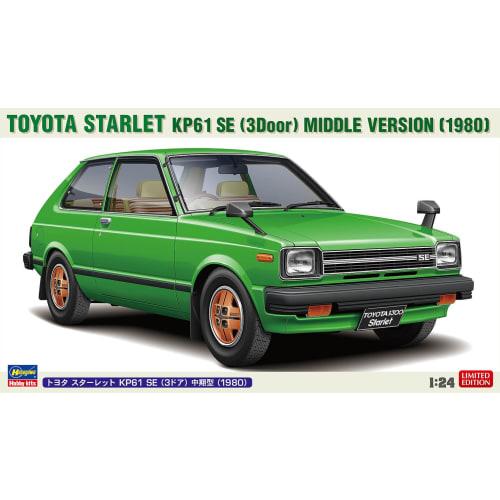 Hasegawa 1/24 Toyota Starlet KP61 SE (3-door) Mid-model 1980 Plastic Model Kit 20761 (Car)