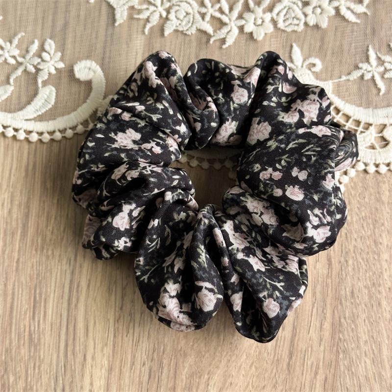 French Retro Floral Ponytail Holders For Women Aesthetic Oil Painting Flower Headbands Versatile Daily Hair Elastic