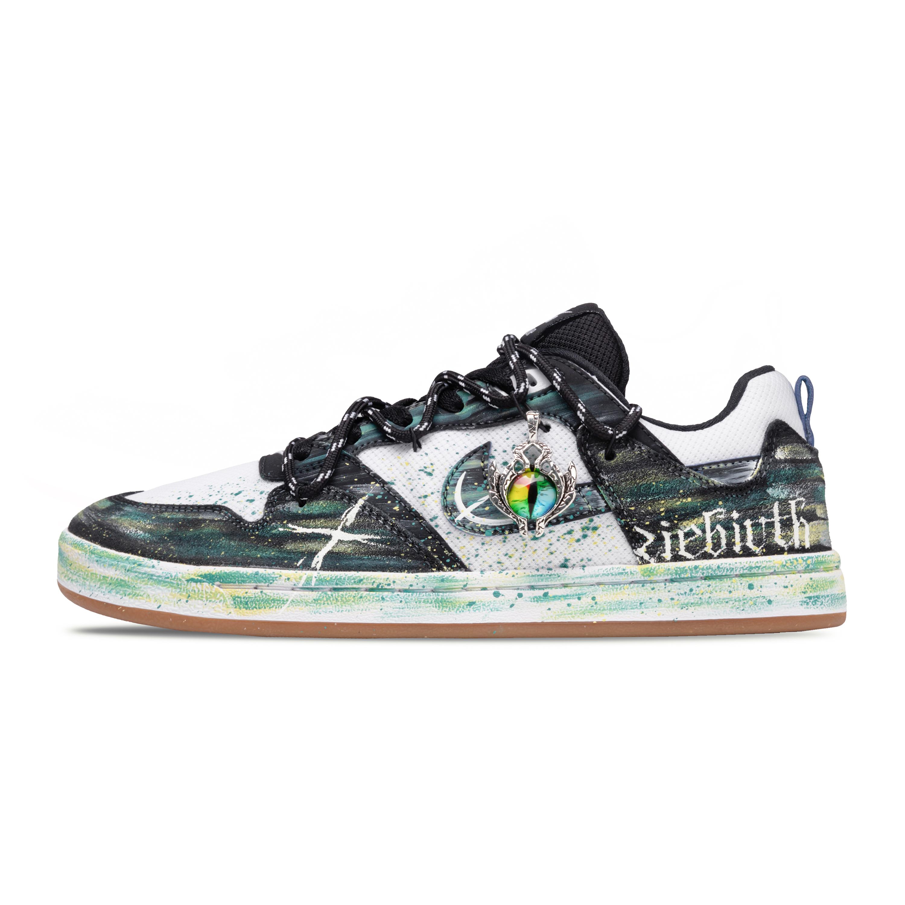 

Nike SB Alleyoop Ripple Eye Abrasion Resistant Low top Skateboard Shoes Unisex Black Green CJ0882-104(Team420-) 40
