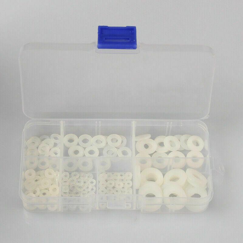 250PC/Kit Nylon Flat Washer Assortment M2 M2.5 M3 M4 M5 M6 M8 Screw/Bolt