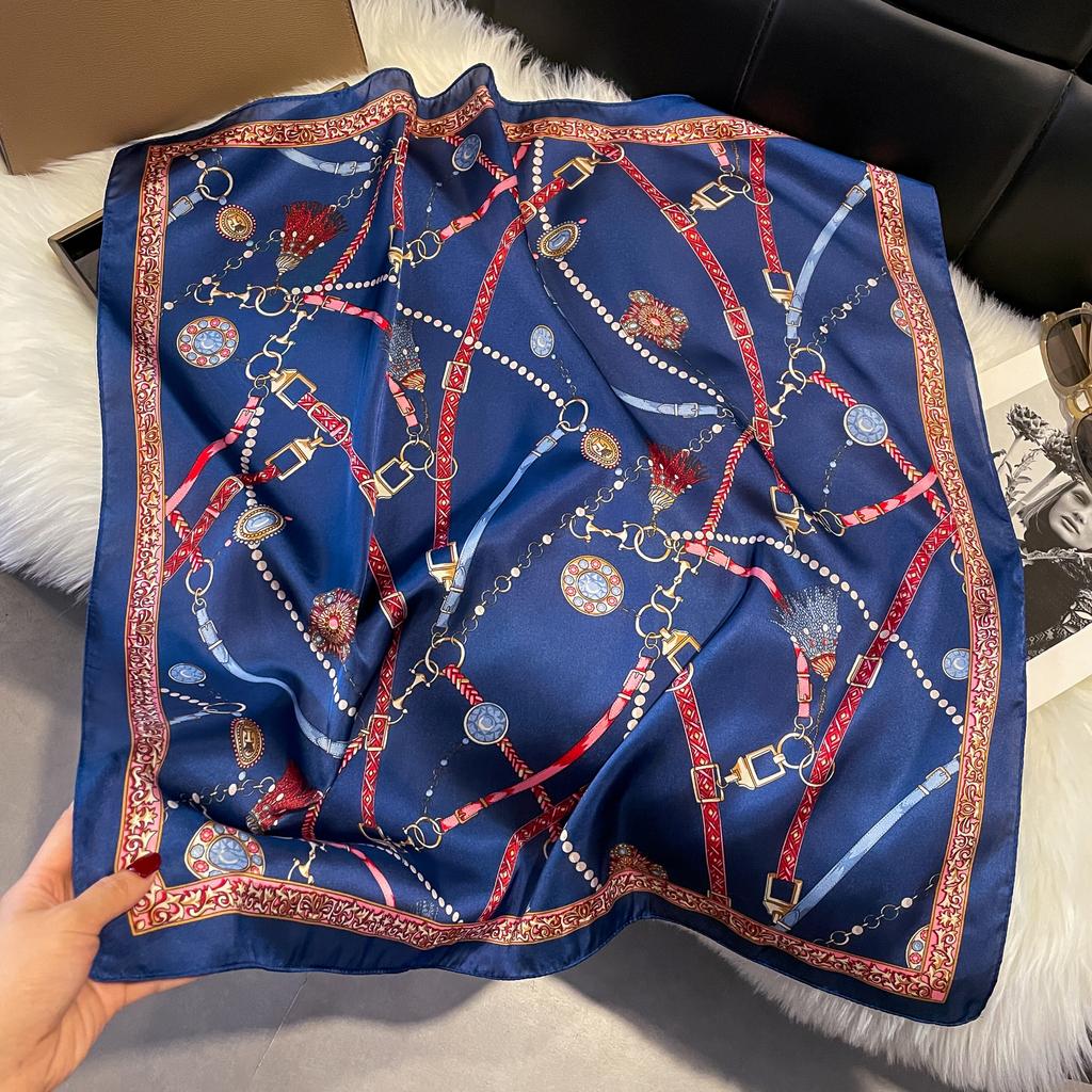 Luxo Moda Estampa 70*70cm Lenço Quadrado De Seda Mulheres Macio Cetim Faixa De Cabelo Lenço De Pescoço Gravata Faixa De Cabeça Feminina Foulard Bolsa Fita