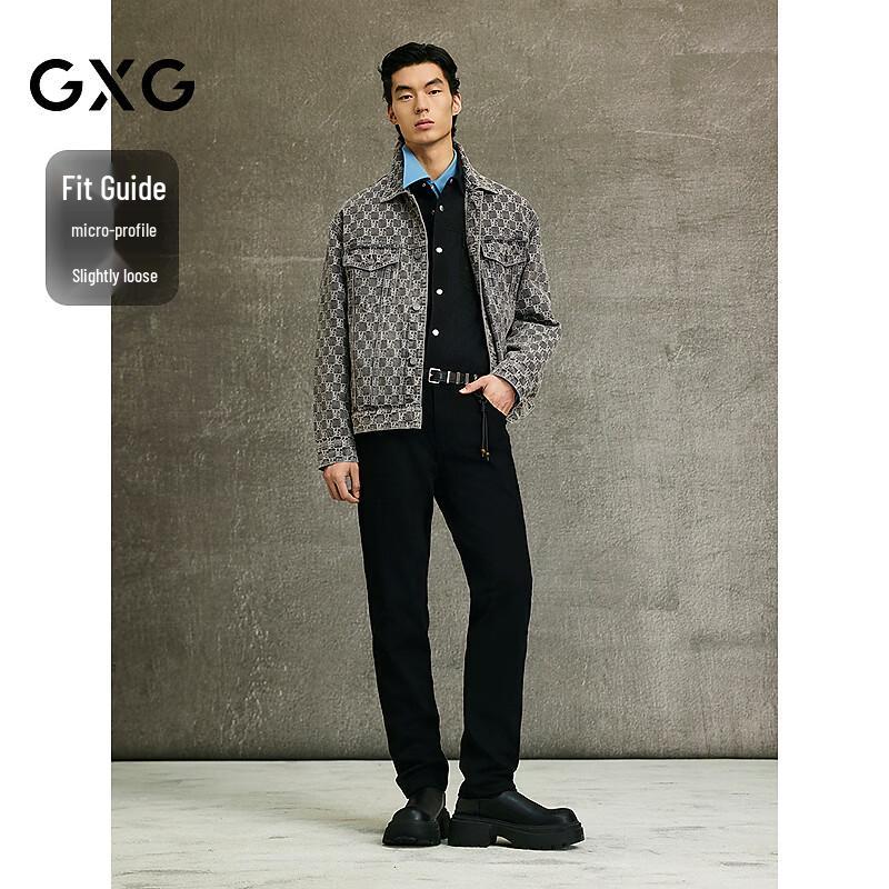 GXG Men's All-over Jacquard Washed Gray Denim Jacket