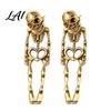 Vintage Metal Texture Skull Earrings 2Pcs Skeleton for Women Gothic Alloy Drop Earrings Hypoallergenic Punk Edgy Statement Jewelry Women Dangle
