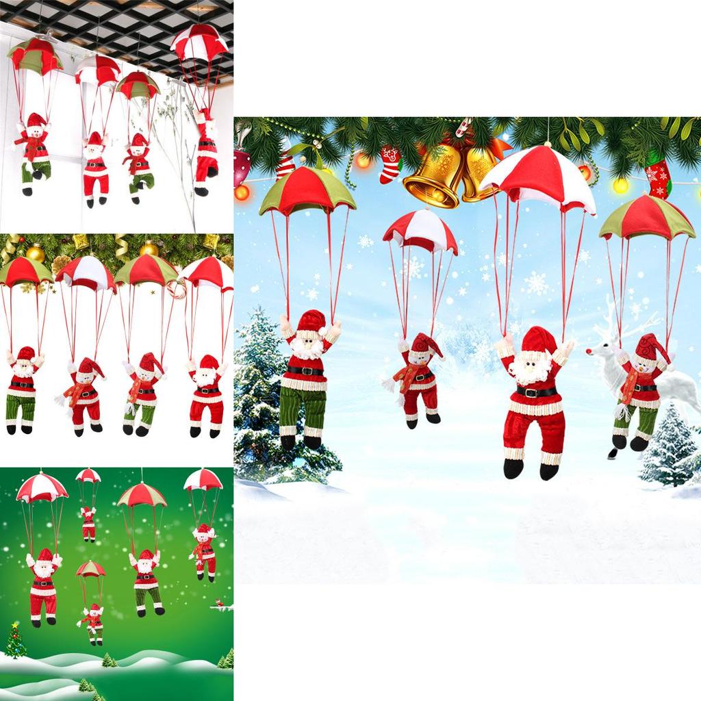 Festive Santa Claus And Snowman Parachute Hanging Toy For Christmas Home Decor