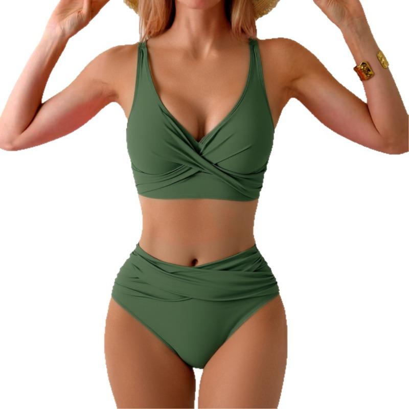 Nové dělené plavky bikiny Dámské Sexy Vysoký pas Křížové Bijini Evropský a Americký oblek Plavky