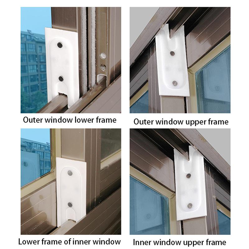 4Pcs/set Plastic Steel Aluminum Alloy Windproof Block Sliding Door Window Sealing Block Soundproof Push-pull Window Accessories