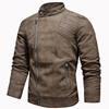 Men's Jacket Slim Fit PU Motorcycle Leather Jacket Lapel Leather Jacket