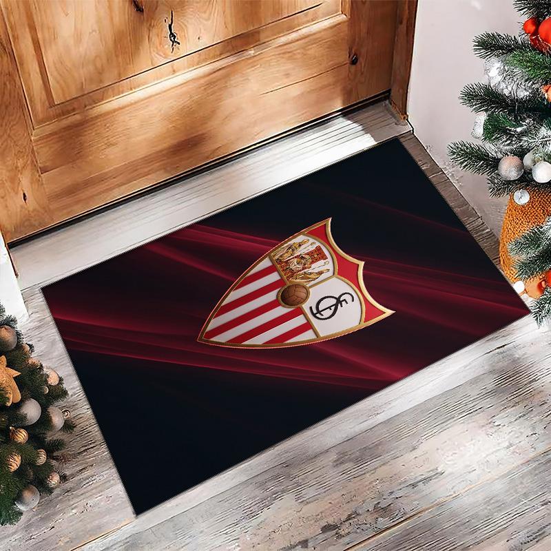 Sevilla FC Soccer Football Pattern Soft Area Rug Non Slip Indoor Floor Carpet Sports Decor Mat for Bedroom