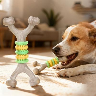 Durable Indestructible Dog Chew Toy Bone Shaped Teeth Grinding Stick for Medium & Large Dogs Indoor Interactive Dental Chew Toy