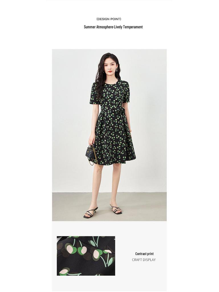 Elegantes Schlank machendes bedrucktes Chiffonkleid - Sommerkollektion 2024