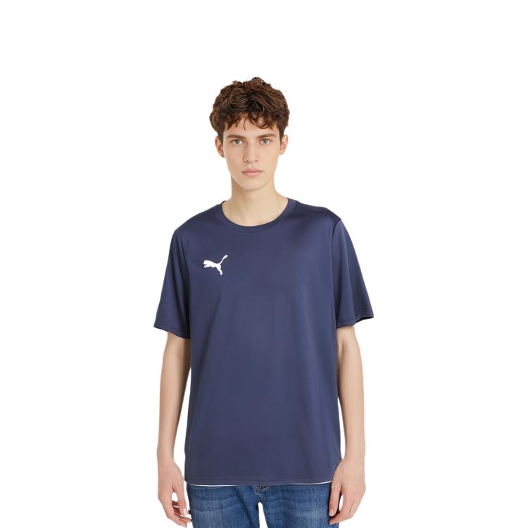 Puma Solid Color Casual Comfortable Breathable Sports Training Outdoor Fashion Crew Neck Short Sleeve T-Shirt Men Tops Navy-Blue 658636-06