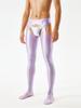 Sexy Men Candy Color Shiny Pencil Pants Sheer See Through Sexy Tight Smooth Elastic Fitness Hollow Out Gym Pants Open Crotch
