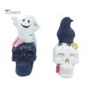 Creepy Party Table Decorations Gothic Halloween Skull Figurine, Spooky Ghost/Raven on Statue, Dark Aesthetic Room Decor Resin Tabletop Ornament