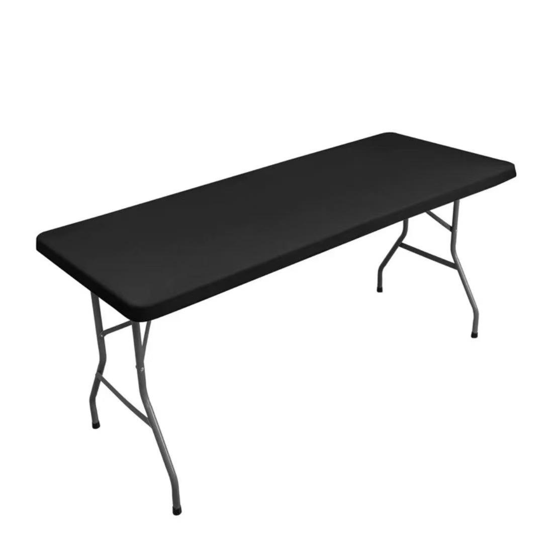 Outdoor Elastic Rectangle Table Cover, Waterproof Polyester Fit 6-Foot Folding Tables, Washable Picnic Camping Table Protector