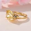 Unique Female Yellow Oval Round Zircon Stone Ring Dainty Gold Color Wedding  For Women