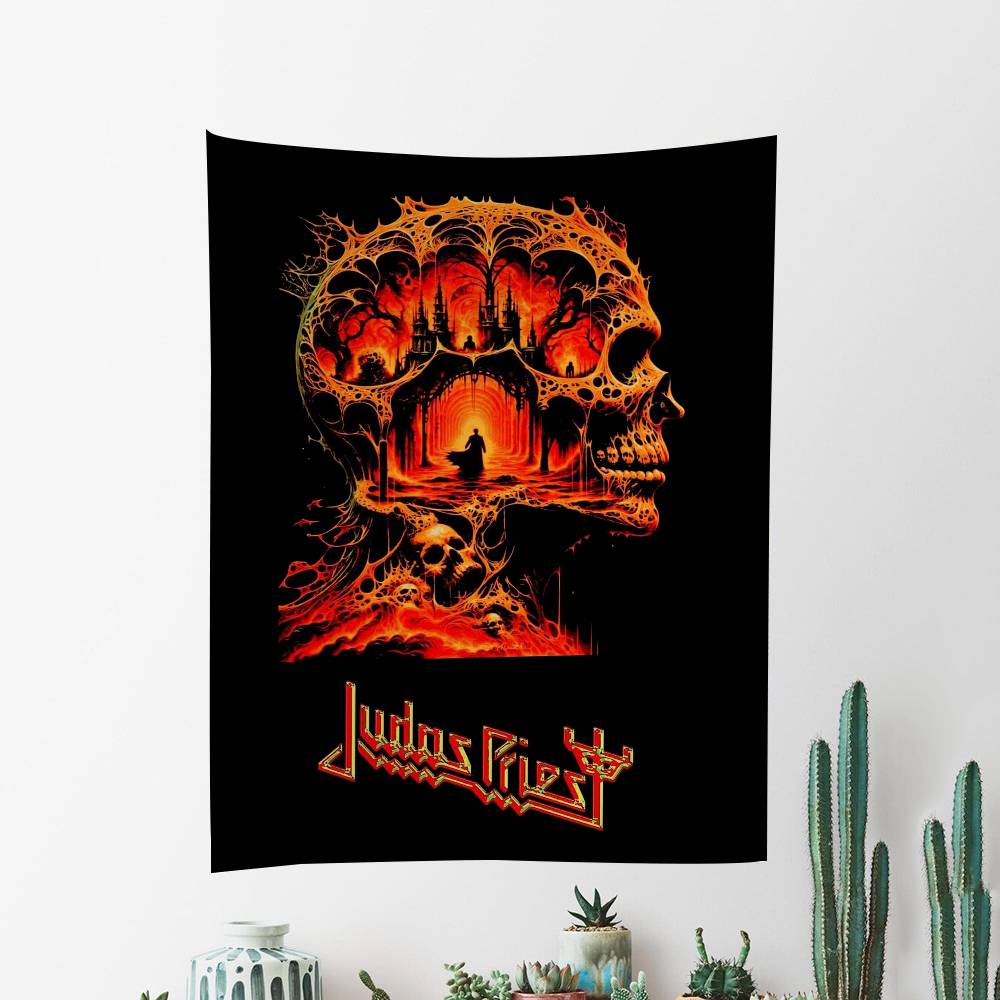 1PC JJudas Priest Heavy Metal Band Colorful Tapestry Wall Hanging Bohemian Wall Tapestries Mandala Wall Art Decor