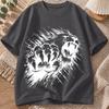 2026 New Pure Cotton Tshirt Bold Lion Claw Ink Style Print Unisexs Fashion Crew Neck Top Casual Short Sleeve