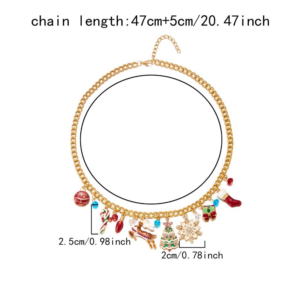 Handmade Snowman Necklace Rhinestone Santa Necklace Classic Snowflake Necklace  Friendship Jewelry