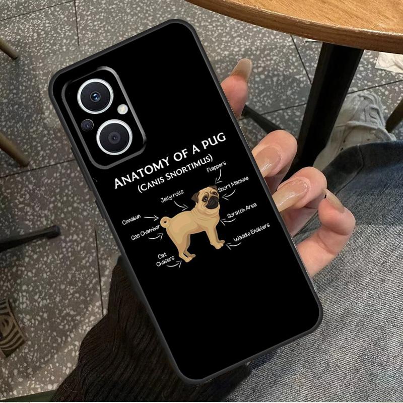 Cute Pug Dog Case For OPPO Reno 7 8 10 Pro 8T 2Z 4Z 5Z 6 Lite OPPO Find X6 Pro X2 X5 Lite X3 Neo Cover